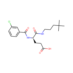 CC(C)(C)CCCNC(=O)[C@@H](CCC(=O)O)NC(=O)c1cccc(Cl)c1 ZINC000001544884