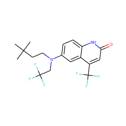 CC(C)(C)CCN(CC(F)(F)F)c1ccc2[nH]c(=O)cc(C(F)(F)F)c2c1 ZINC000014968425