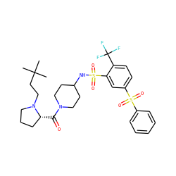 CC(C)(C)CCN1CCC[C@H]1C(=O)N1CCC(NS(=O)(=O)c2cc(S(=O)(=O)c3ccccc3)ccc2C(F)(F)F)CC1 ZINC000044352075