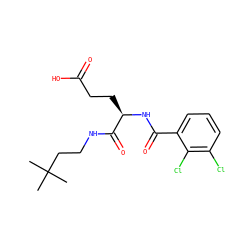 CC(C)(C)CCNC(=O)[C@@H](CCC(=O)O)NC(=O)c1cccc(Cl)c1Cl ZINC000013447217