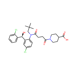 CC(C)(C)CN(C(=O)CCC(=O)N1CCC(C(=O)O)CC1)c1ccc(Cl)cc1[C@H](O)c1ccccc1Cl ZINC000066078715