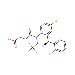 CC(C)(C)CN(C(=O)CCC(=O)O)c1ccc(Cl)cc1[C@H](O)c1ccccc1Cl ZINC000066077981