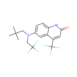 CC(C)(C)CN(CC(F)(F)F)c1ccc2[nH]c(=O)cc(C(F)(F)F)c2c1 ZINC000014968422