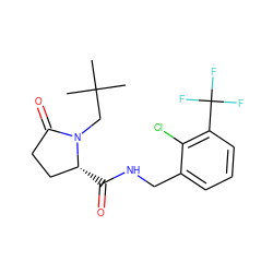 CC(C)(C)CN1C(=O)CC[C@H]1C(=O)NCc1cccc(C(F)(F)F)c1Cl ZINC000095565573