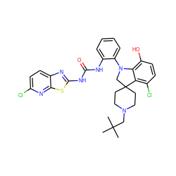 CC(C)(C)CN1CCC2(CC1)CN(c1ccccc1NC(=O)Nc1nc3ccc(Cl)nc3s1)c1c(O)ccc(Cl)c12 ZINC000143309330