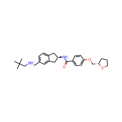 CC(C)(C)CNCc1ccc2c(c1)C[C@H](NC(=O)c1ccc(OC[C@@H]3CCCO3)cc1)C2 ZINC000096174224