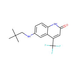 CC(C)(C)CNc1ccc2[nH]c(=O)cc(C(F)(F)F)c2c1 ZINC000014968398