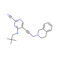 CC(C)(C)CNc1nc(C#N)ncc1C#CCN1CCc2ccccc2C1 ZINC000029051260