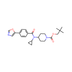 CC(C)(C)COC(=O)N1CCC(N(C(=O)c2ccc(-c3cnco3)cc2)C2CC2)CC1 ZINC000223659119