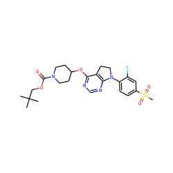 CC(C)(C)COC(=O)N1CCC(Oc2ncnc3c2CCN3c2ccc(S(C)(=O)=O)cc2F)CC1 ZINC000095576429