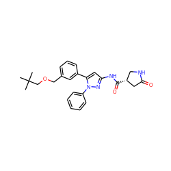 CC(C)(C)COCc1cccc(-c2cc(NC(=O)[C@@H]3CNC(=O)C3)nn2-c2ccccc2)c1 ZINC000169707228