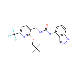 CC(C)(C)COc1nc(C(F)(F)F)ccc1CNC(=O)Nc1cccc2[nH]ncc12 ZINC000049792525