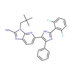 CC(C)(C)Cn1c(N)nc2ccc(-c3[nH]c(-c4c(F)cccc4F)nc3-c3ccccc3)nc21 ZINC000029130742