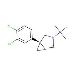 CC(C)(C)N1C[C@@H]2C[C@]2(c2ccc(Cl)c(Cl)c2)C1 ZINC000034892885