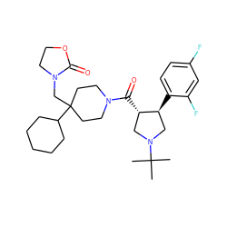 CC(C)(C)N1C[C@H](c2ccc(F)cc2F)[C@@H](C(=O)N2CCC(CN3CCOC3=O)(C3CCCCC3)CC2)C1 ZINC000029039415