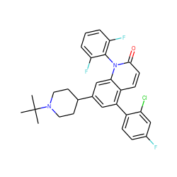 CC(C)(C)N1CCC(c2cc(-c3ccc(F)cc3Cl)c3ccc(=O)n(-c4c(F)cccc4F)c3c2)CC1 ZINC000028565428