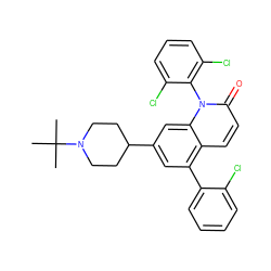 CC(C)(C)N1CCC(c2cc(-c3ccccc3Cl)c3ccc(=O)n(-c4c(Cl)cccc4Cl)c3c2)CC1 ZINC000028565379