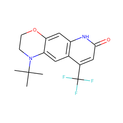 CC(C)(C)N1CCOc2cc3[nH]c(=O)cc(C(F)(F)F)c3cc21 ZINC000014967277