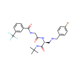 CC(C)(C)NC(=O)[C@H](CNCc1ccc(Br)cc1)NC(=O)CNC(=O)c1cccc(C(F)(F)F)c1 ZINC000028952398