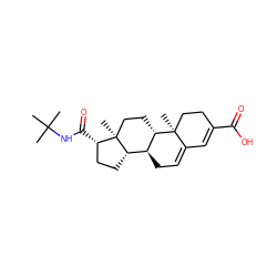 CC(C)(C)NC(=O)[C@H]1CC[C@H]2[C@@H]3CC=C4C=C(C(=O)O)CC[C@]4(C)[C@H]3CC[C@]12C ZINC000003796232