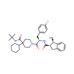 CC(C)(C)NC(=O)C1(C2CCCCC2)CCN(C(=O)[C@@H](Cc2ccc(Cl)cc2)NC(=O)[C@@H]2Cc3ccccc3[C@@H]2N)CC1 ZINC000003992284