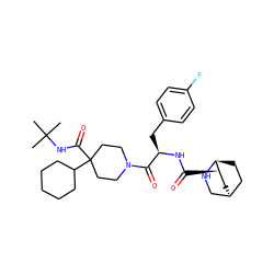 CC(C)(C)NC(=O)C1(C2CCCCC2)CCN(C(=O)[C@@H](Cc2ccc(F)cc2)NC(=O)[C@@H]2C[C@H]3CC[C@@H]2NC3)CC1 ZINC000095607643