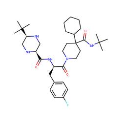 CC(C)(C)NC(=O)C1(C2CCCCC2)CCN(C(=O)[C@@H](Cc2ccc(F)cc2)NC(=O)[C@@H]2CN[C@H](C(C)(C)C)CN2)CC1 ZINC000028522127