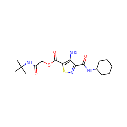 CC(C)(C)NC(=O)COC(=O)c1snc(C(=O)NC2CCCCC2)c1N ZINC000004889908