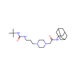 CC(C)(C)NC(=O)NCCCN1CCN(CC(=O)NC23CC4CC(CC(C4)C2)C3)CC1 ZINC000095592735