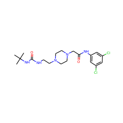 CC(C)(C)NC(=O)NCCN1CCN(CC(=O)Nc2cc(Cl)cc(Cl)c2)CC1 ZINC000095591989