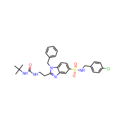 CC(C)(C)NC(=O)NCCc1nc2cc(S(=O)(=O)NCc3ccc(Cl)cc3)ccc2n1Cc1ccccc1 ZINC000028350030