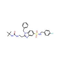 CC(C)(C)NC(=O)NCCc1nc2cc(S(=O)(=O)NCc3ccc(F)cc3)ccc2n1Cc1ccccc1 ZINC000028358915