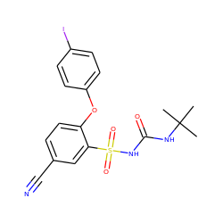 CC(C)(C)NC(=O)NS(=O)(=O)c1cc(C#N)ccc1Oc1ccc(I)cc1 ZINC000096272685