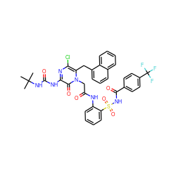 CC(C)(C)NC(=O)Nc1nc(Cl)c(Cc2cccc3ccccc23)n(CC(=O)Nc2ccccc2S(=O)(=O)NC(=O)c2ccc(C(F)(F)F)cc2)c1=O ZINC000653847635