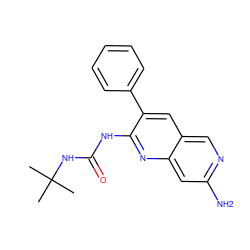 CC(C)(C)NC(=O)Nc1nc2cc(N)ncc2cc1-c1ccccc1 ZINC000013834858