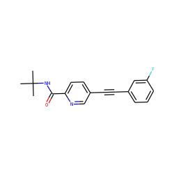 CC(C)(C)NC(=O)c1ccc(C#Cc2cccc(F)c2)cn1 ZINC000096933543