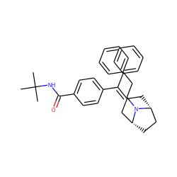 CC(C)(C)NC(=O)c1ccc(C(=C2C[C@@H]3CC[C@H](C2)N3CCc2ccccc2)c2ccccc2)cc1 ZINC000026189314