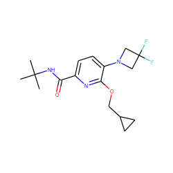 CC(C)(C)NC(=O)c1ccc(N2CC(F)(F)C2)c(OCC2CC2)n1 ZINC000150173765