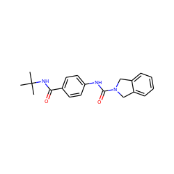 CC(C)(C)NC(=O)c1ccc(NC(=O)N2Cc3ccccc3C2)cc1 ZINC000106319019