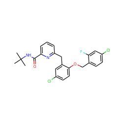 CC(C)(C)NC(=O)c1cccc(Cc2cc(Cl)ccc2OCc2ccc(Cl)cc2F)n1 ZINC000095598404