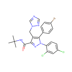 CC(C)(C)NC(=O)c1nn(-c2ccc(Cl)cc2Cl)c(-c2ccc(Br)cc2)c1Cn1cncn1 ZINC000049767513