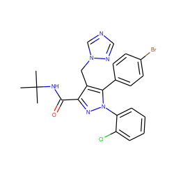 CC(C)(C)NC(=O)c1nn(-c2ccccc2Cl)c(-c2ccc(Br)cc2)c1Cn1cncn1 ZINC000045355647