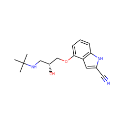 CC(C)(C)NC[C@@H](O)COc1cccc2[nH]c(C#N)cc12 ZINC000001656891