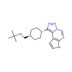 CC(C)(C)NC[C@H]1CC[C@H](c2nnn3cnc4[nH]ccc4c23)CC1 ZINC001772589191