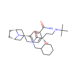 CC(C)(C)NCC[C@H](O)C(=O)N(CCN1[C@H]2CC[C@@H]1C[C@H](c1cccc(C(N)=O)c1)C2)CC1CCCCC1 ZINC000166778835