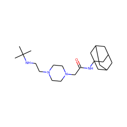 CC(C)(C)NCCN1CCN(CC(=O)NC23CC4CC(CC(C4)C2)C3)CC1 ZINC000095591963