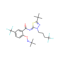 CC(C)(C)NOc1ccc(C(F)(F)F)cc1C(=O)/N=c1\sc(C(C)(C)C)nn1CCCC(F)(F)F ZINC000113477686