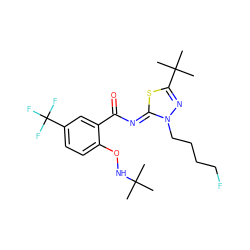 CC(C)(C)NOc1ccc(C(F)(F)F)cc1C(=O)/N=c1\sc(C(C)(C)C)nn1CCCCF ZINC000113477849