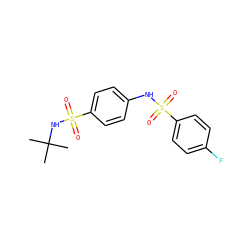 CC(C)(C)NS(=O)(=O)c1ccc(NS(=O)(=O)c2ccc(F)cc2)cc1 ZINC000001137325