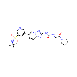 CC(C)(C)NS(=O)(=O)c1cncc(-c2ccc3nc(NC(=O)NCC(=O)N4CCCC4)nn3c2)c1 ZINC000084671997